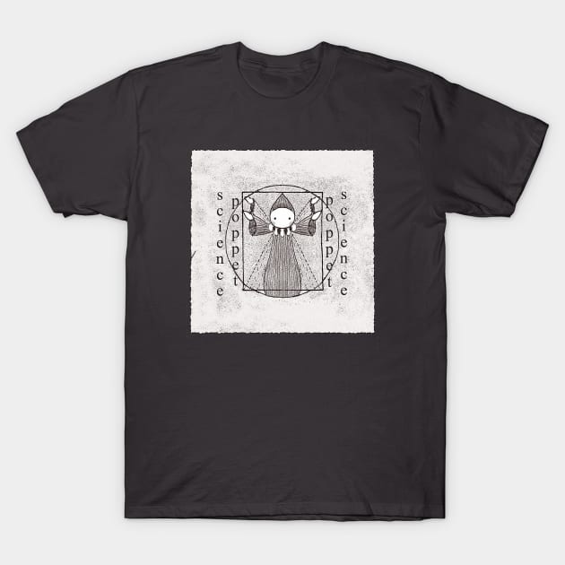 Vitruvian Poppet in Black and White T-Shirt by LisaSnellings